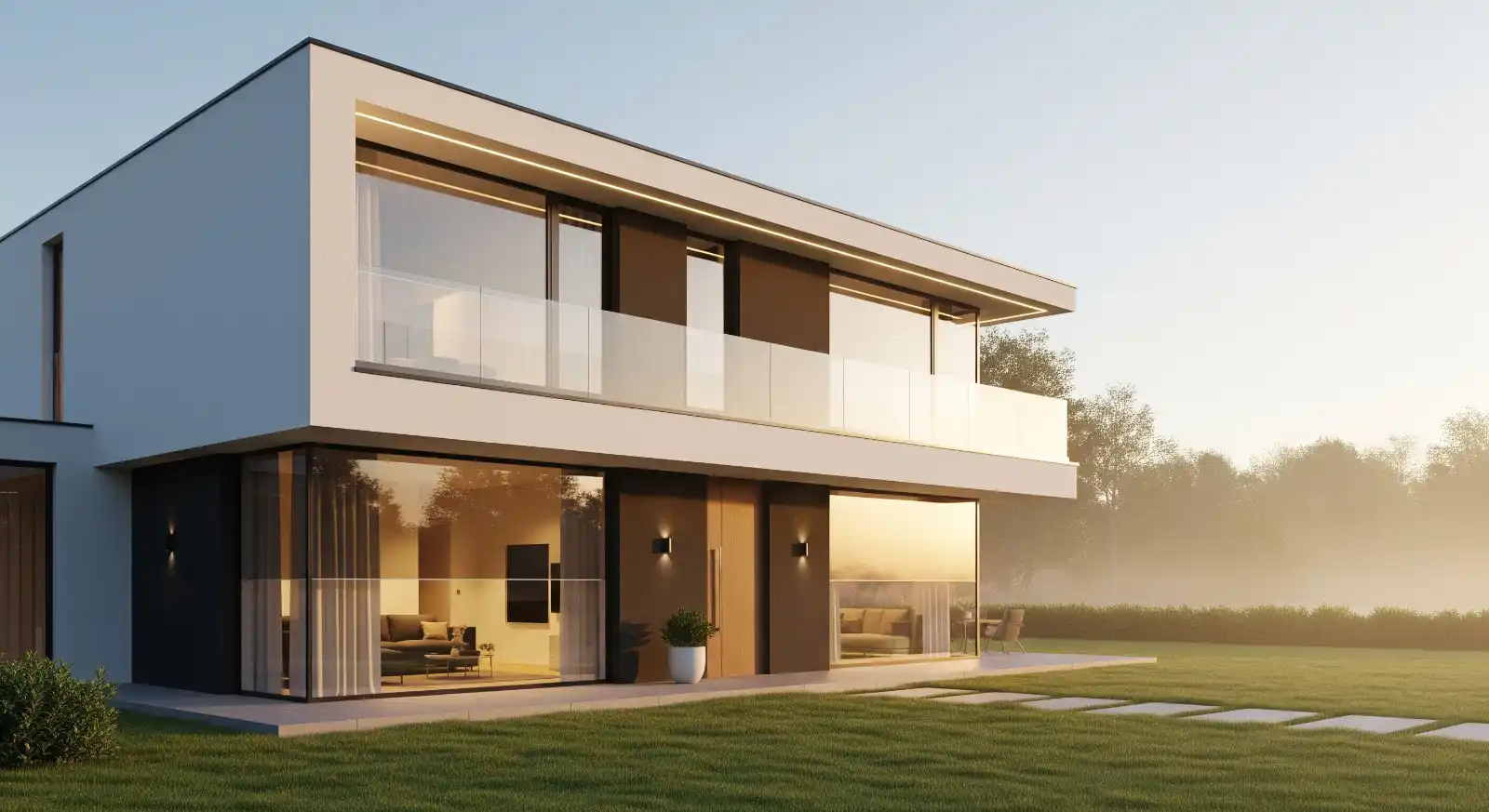 Láminas de protección solar instaladas en una casa moderna